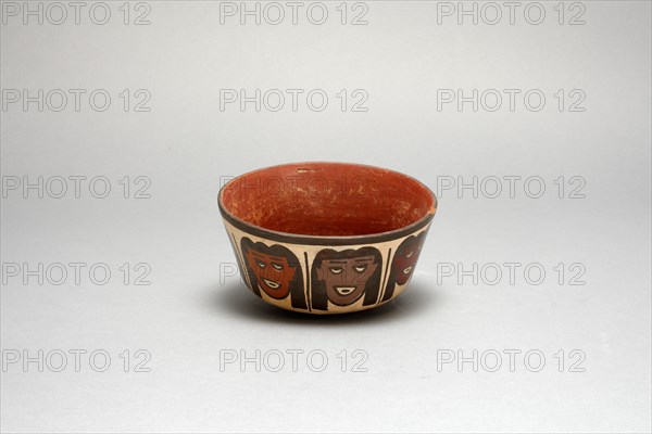 Bowl Depicting Human Heads, Likely Trophy Heads, 180 B.C./A.D. 500. Creator: Unknown.