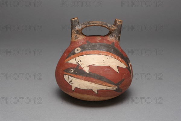 Double Spout Vessel Depicting Sharks, 180 B.C./A.D. 500. Creator: Unknown.