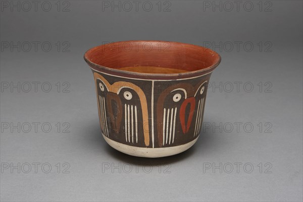 Bowl Depicting a Repeating Abstract Motif, Possibly Representing Owls, 180 B.C./A.D. 500. Creator: Unknown.