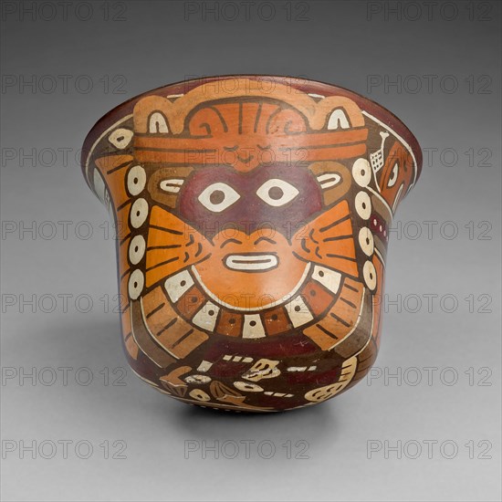 Cup Depicting a Ritual Performer Wearing a Feline Mask, 180 B.C./A.D. 500. Creator: Unknown.