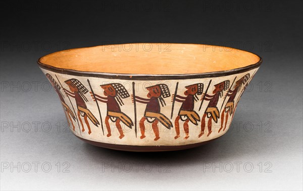 Bowl Depicting Row of Figures Holding Staffs, 180 B.C./A.D. 500. Creator: Unknown.