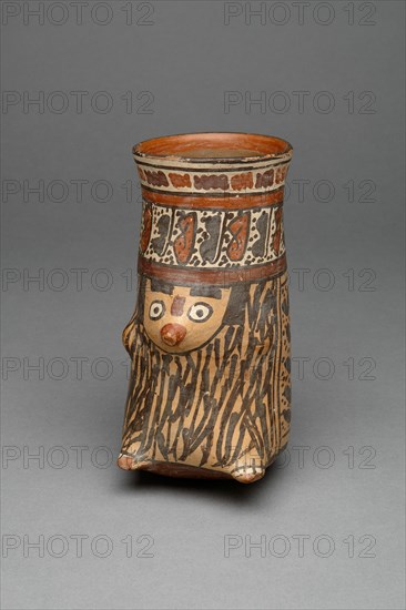 Beaker Molded in the Form of a Costumed Figure or Animal, 180 B.C./A.D. 500. Creator: Unknown.