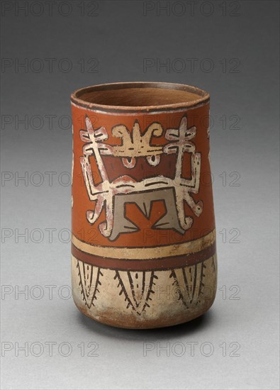 Beaker Depicting Highly Abstracted Face or Mask, 180 B.C./A.D. 500. Creator: Unknown.