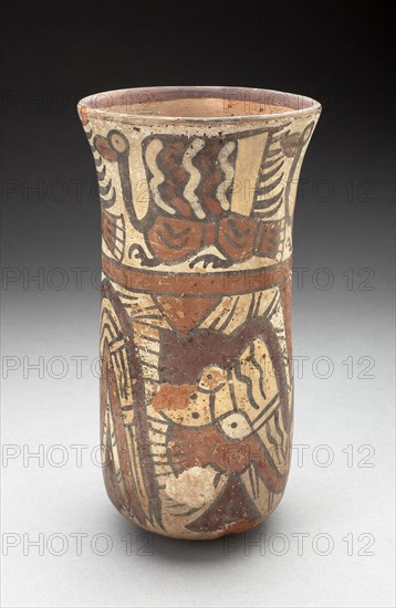 Beaker Depicting Abstract Birds, Serpents, and other Figures, 180 B.C./A.D. 500. Creator: Unknown.