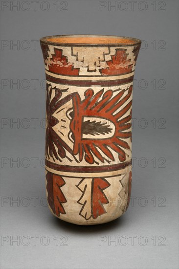 Beaker Depicting Abstract Figure and Geometric Motifs, 180 B.C./A.D. 500. Creator: Unknown.