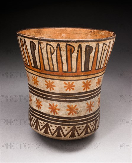 Beaker with Horizontal Bands of Geometric Motifs, 180 B.C./A.D. 500. Creator: Unknown.