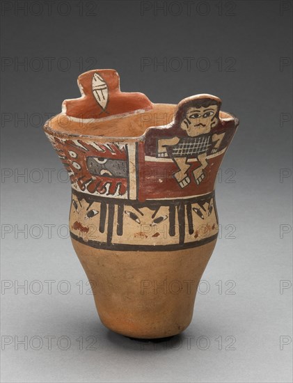 Stepped-Rim Beaker Depicting Human Figures, Faces, and Abstract Motifs, 180 B.C./A.D. 500. Creator: Unknown.