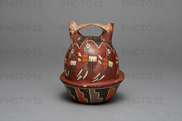 Bridge Vessel Depicting Birds, Possibly Hummingbirds, 180 B.C./A.D. 500. Creator: Unknown.