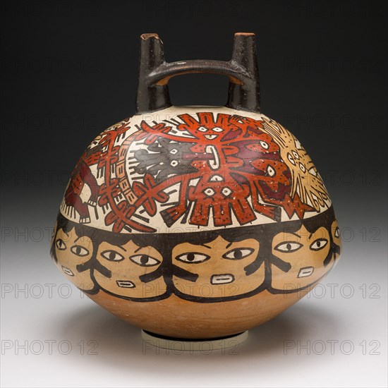 Vessel Depicting Ritual Performer Wearing a Feline Mask with a Symbolic Trail, 180 B.C./A.D. 500. Creator: Unknown.