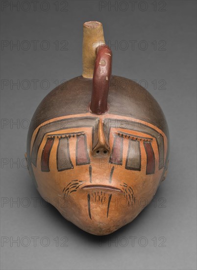 Bottle in the Form of a Severed Trophy Head, 180 B.C./A.D. 500. Creator: Unknown.