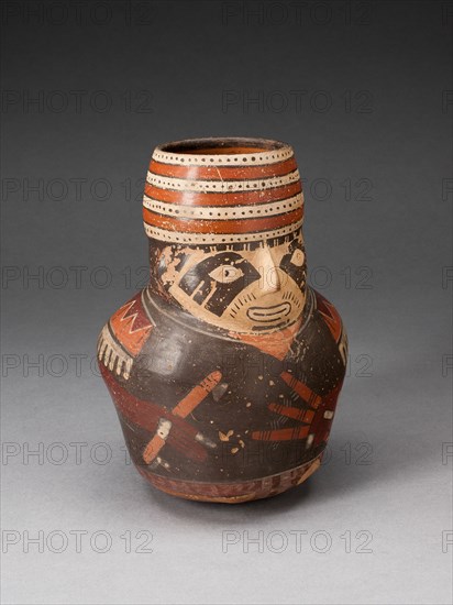 Jar in the Form of a Warrior Holding a Club and Other Weapons, 180 B.C./A.D. 500. Creator: Unknown.