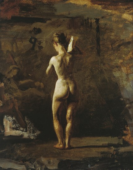 Study for "William Rush Carving His Allegorical Figure of the Schuylkill River", 1876/77. Creator: Thomas Eakins.