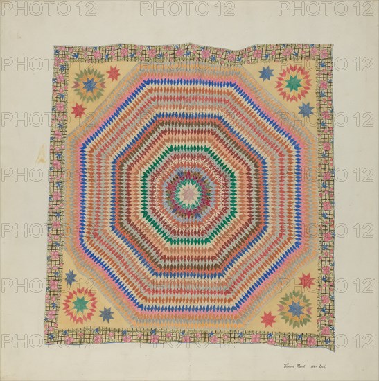 Patchwork Quilt, 1935/1942. Creator: Vincent P. Rosel.