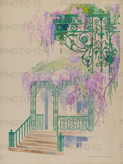 Cast Iron Porch Railing, c. 1936. Creator: Gilbert Sackerman.