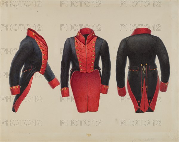 Delaware Militia Coat, c. 1936. Creators: Gordon Saltar, B. Berndt.