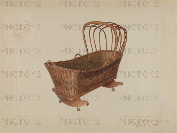 Wicker Cradle, c. 1937. Creator: Vincent P. Rosel.