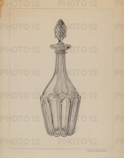 Glass Wine Decanter, c. 1937. Creator: Erwin Schwabe.