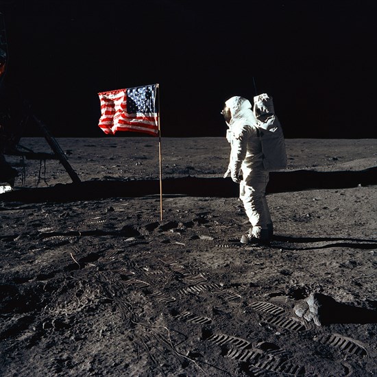 Buzz Aldrin and the U.S. Flag on the Moon, 1969. Creator: Neil Armstrong.