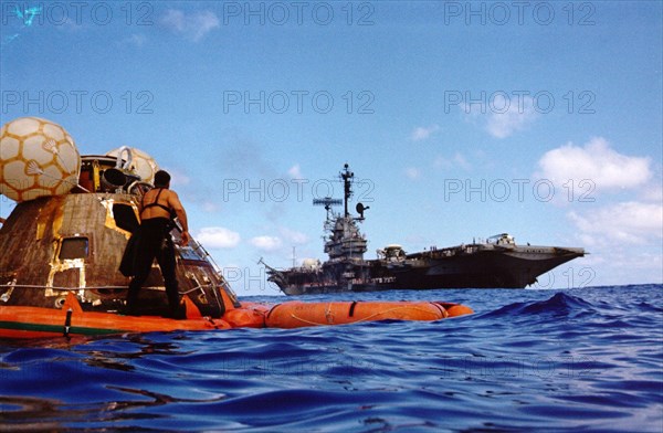 Apollo 17 recovery operations, Pacific Ocean, December 19, 1972.  Creator: NASA.