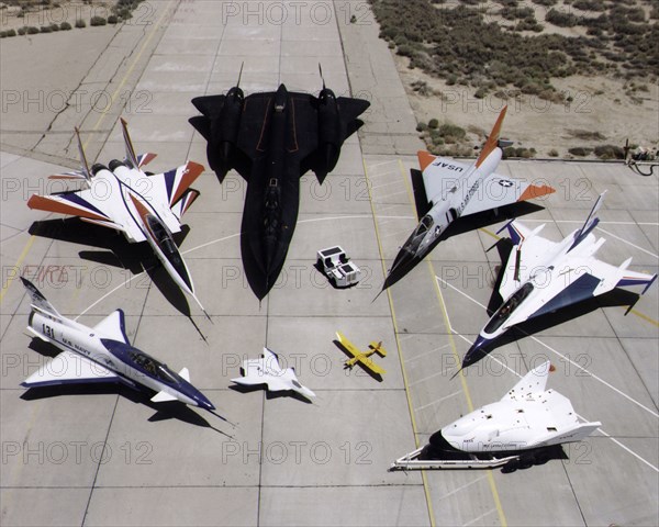 Dryden research aircraft fleet on ramp, USA, 1997.  Creator: NASA.