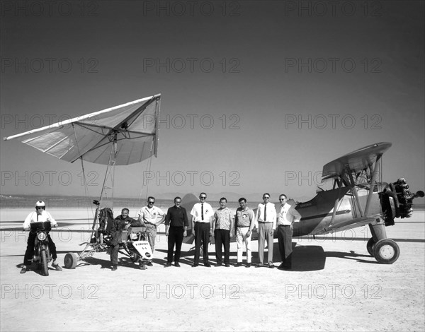 Paresev 1-A and tow plane with crew and pilot, USA, 1962.  Creator: NASA.