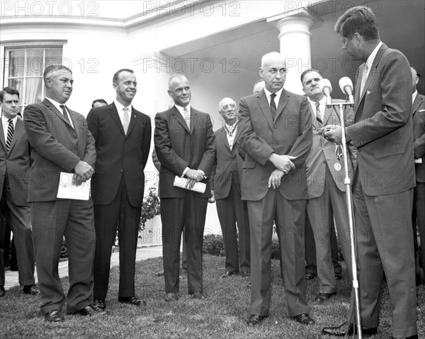 Kennedy Presents Award to Gilruth, 1962. Creator: NASA.