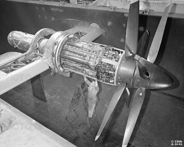 Python engine installed in altitude wind tunnel, Cleveland, Ohio, USA, August 25, 1949.  Creator: Unknown.