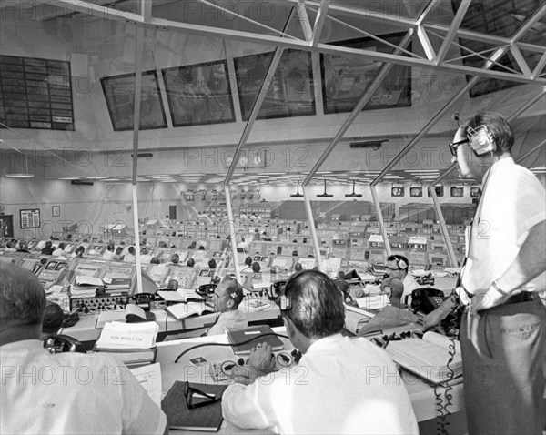 Apollo director Phillips monitors Apollo 11 pre-launch activities, Florida, USA, 1969.  Creator: NASA.