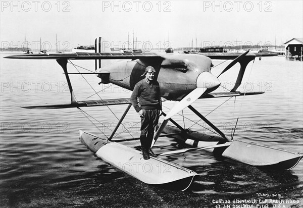 Jimmy Doolittle with Curtiss R3C racer, c1925.  Creator: Unknown.