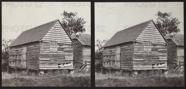 Timber barn on brick stilts, Sussex, 1913. Creator: Walter Edward Zehetmayr.