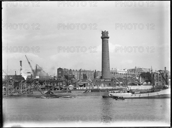 Shot Tower and Lead Works, Belvedere Road, Lambeth, Greater London Authority, 1936. Creator: Charles William  Prickett.