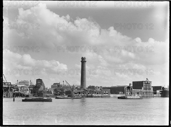 Shot Tower and Lead Works, Belvedere Road, Lambeth, Greater London Authority, 1936. Creator: Charles William  Prickett.