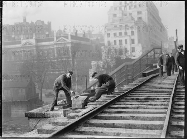 Demolition of Waterloo Bridge, City of Westminster, Greater London Authority, 1936. Creator: Charles William  Prickett.