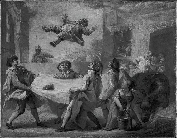 Sancho Panza Being Tossed in a Blanket, 1723/24. Creator: Pierre Charles Tremolieres.