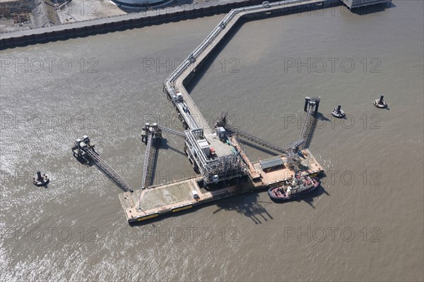 A floating stage on the River Mersey at Tranmere Oil Terminal, Wirral, 2015. Creator: Historic England.