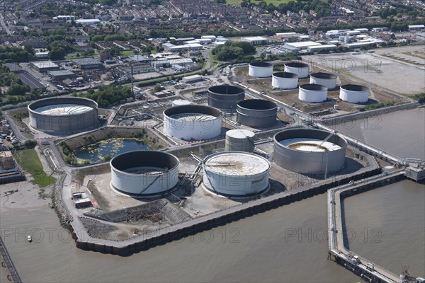 Tranmere Oil Terminal on the edge of the River Mersey, Wirral, 2015. Creator: Historic England.