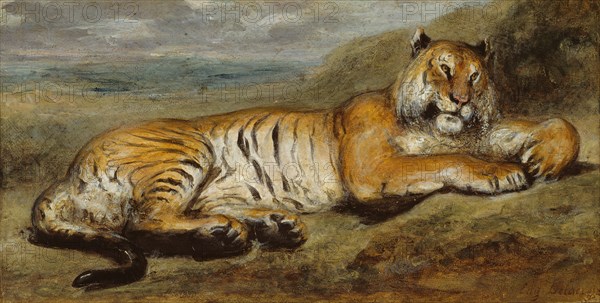 Tiger Resting, c. 1830. Creator: Pierre Andrieu.