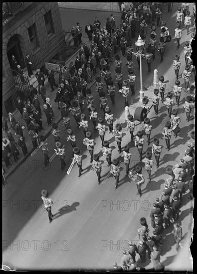 Funeral procession of a serviceman awarded the Victoria Cross, London, early 1930s. Creator: Charles William  Prickett.