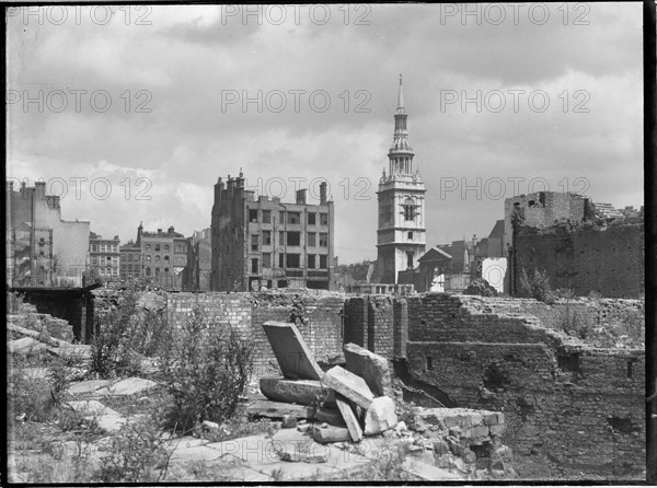 St Mary-le-Bow Church, Cheapside, City and County of the City of London, GLA, 1941-1945. Creator: Charles William  Prickett.