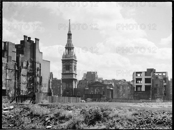 St Mary-le-Bow Church, Cheapside, City and County of the City of London, GLA, 1941-1945. Creator: Charles William  Prickett.