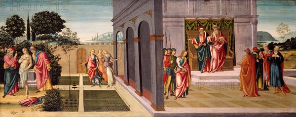 Susanna and the Elders in the Garden, and the Trial of Susanna before the Elders, c. 1500. Creator: Master of Apollo and Daphne.