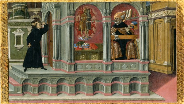 Saint Augustine's Vision of Saints Jerome and John the Baptist, 1476. Creator: Matteo di Giovanni.