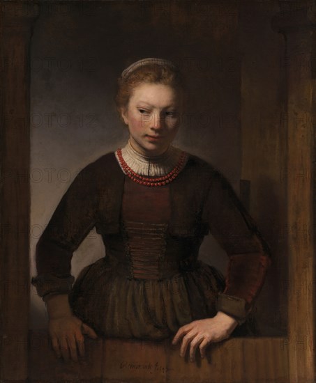 Young Woman at an Open Half-Door, 1645. Creators: Rembrandt Harmensz van Rijn, Workshop of Rembrandt.