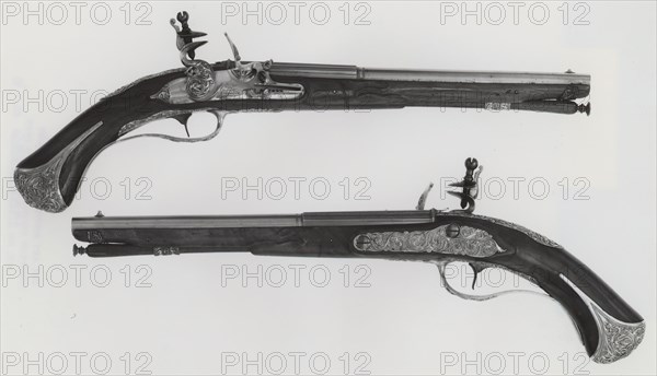 Pair of Flintlock Pistols, Brescia, 18th century. Creators: Lazzarino Cominazzo, Giovanni Botti.