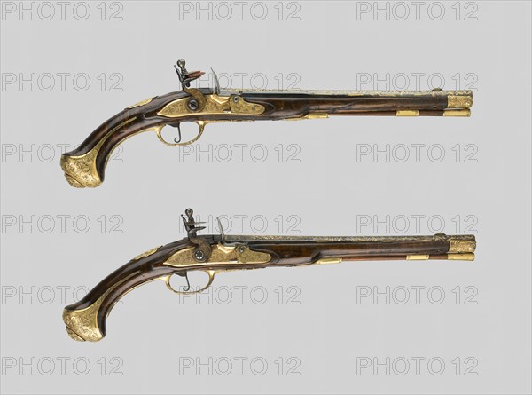 Pair of Flintlock Holster Pistols, Liège, c. 1700/10. Creator: Unknown.