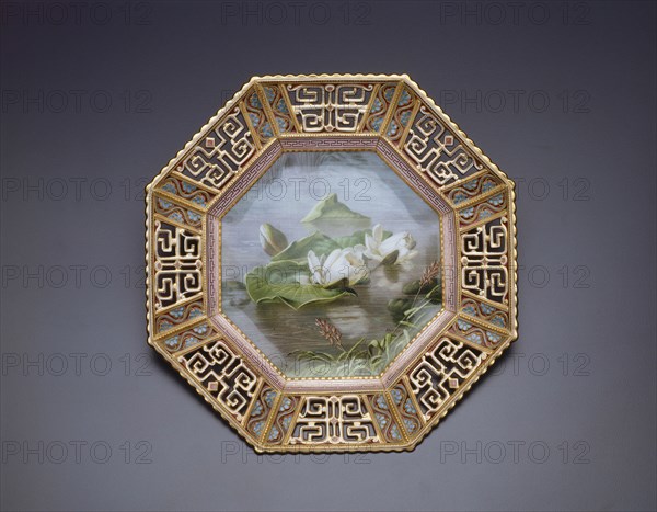 Plate with Water Lilies, East Stoke, c. 1885. Creator: Copeland Porcelain Factory.