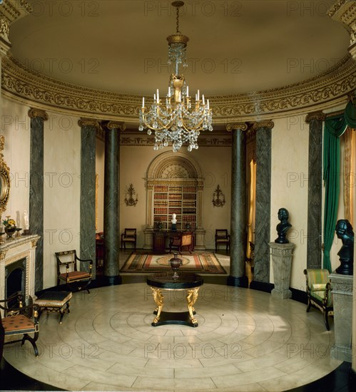 E-13: English Rotunda and Library of the Regency Period, 1810-20, United States, c. 1937. Creator: Narcissa Niblack Thorne.