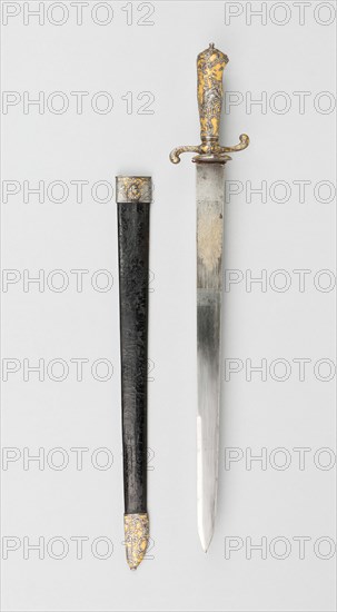 Hunting Hanger with Scabbard, France, 1740/60. Creator: Unknown.