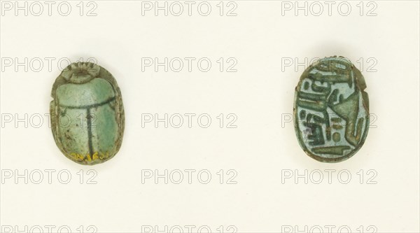 Scarab: Criosphinx and Ma’at with Name of Amun-Ra, Egypt, New Kingdom-Late Period, Dynasties... Creator: Unknown.