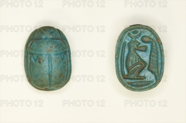 Scarab: Baboon with Ma’at Feather, Egypt, New Kingdom, Dynasty 18 (about 1550-1295 BCE). Creator: Unknown.